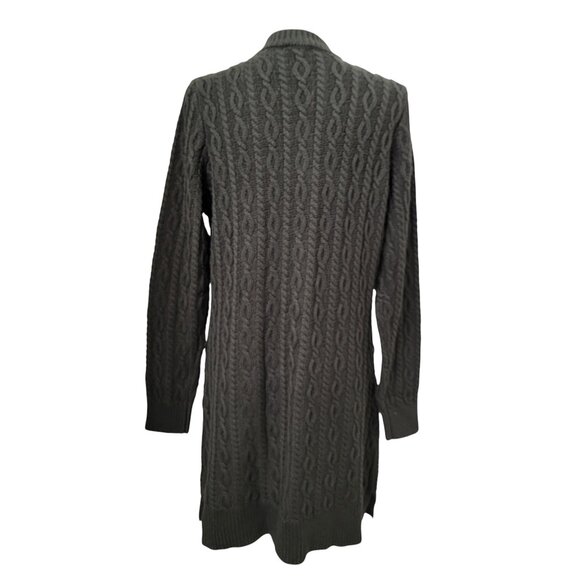 D&Co. (Denim & Company) Size M Dark Olive Green Cable Knit Duster Cardigan - Picture 4 of 13